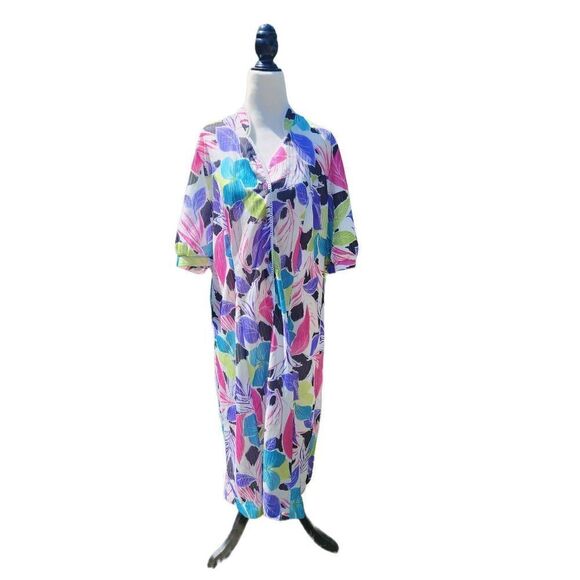 Colourful 70s Kaftan Vintage Beach Cover Dress - Picture 1 of 10